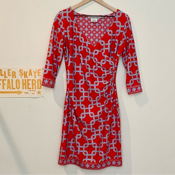 Gretchen Scott Unchained Crossover Faux Wrap Sheath Dress Preppy - Picture 1 of 12